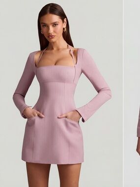 empire waistline mini dress in periwinkle Periwinkle Blue Lace Strapless Mini Dress